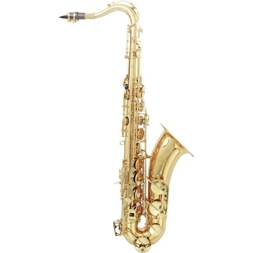 LADE Brass Bb Tenor Saxophone Sax Carved Pattern Pearl White Shell Buttons Wind Instrument with Case Gloves Cleaning Cloth