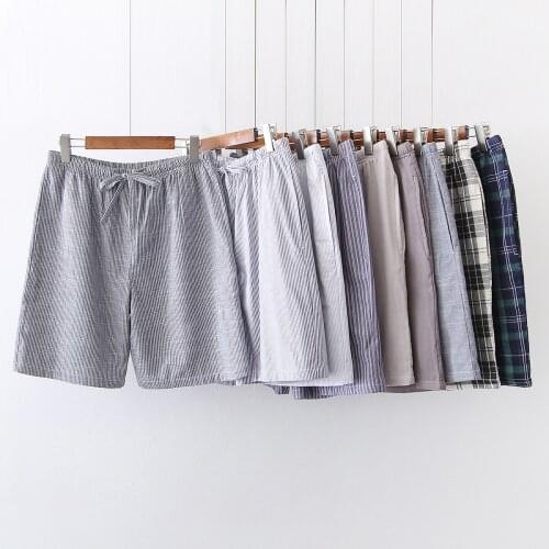 Summer Men Top Quality 100% Cotton Sleep Bottoms Male Plus Size Nighty Shorts Sleepwear Men Casual Simple Half pants Beach Pants