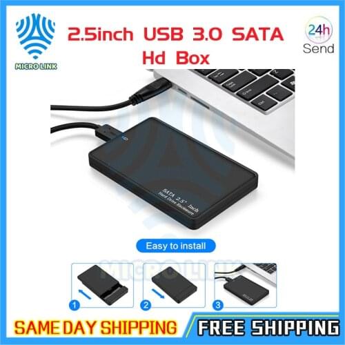 Mlc 2.5inch USB 3.0 SATA Hd Box HDD Drive External HDD Enclosure black Case Tool Free 5 Gbps Support UASP for SSD/ 2TB Hard Disk
