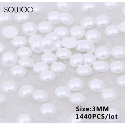 Milk White Color Half Pearl Iron-on Hotfix Pearl Rhinestones 1440pcs ss10 3MM Shoe Crystal And Wedding Decoration SOWOO