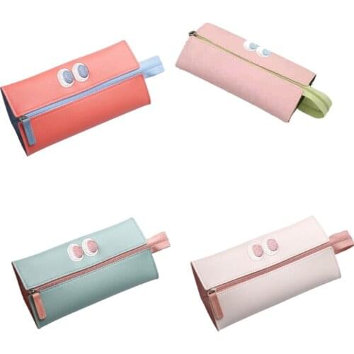 Premium Leather Pencil Pouch Cosmetic Pouch Zipper Closure Pencil Pouch for Kids
