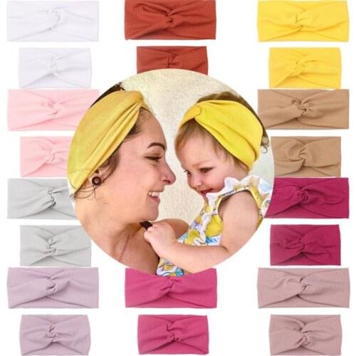 1pc Summer Parent-child Hair Band Set Cross-knotted Soft Comfortable Baby Hair Band Solid Color Kids Elastic Hair Band For Baby