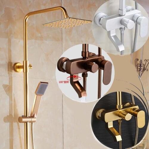 Space aluminum gold bath shower faucet set vintage black bathroom shower taps mixer faucet