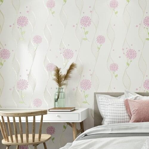 2021 New Arrival Beautiful Dandelion Flower Wallpaper Mural Stripe Curve 3d Wallpapers Kids Rooms Non-woven Wall Papers QZ026