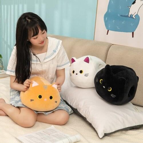 50cm New Cute Round Ball Cats Plush Pillow Handwarm Toys Soft Stuffed Cartoon Animal Doll Nap Cushion Christmas Gifts For Kids