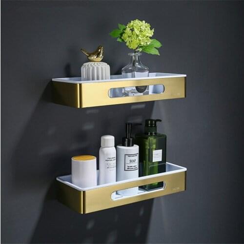 Bathroom Shelf Bath Shower Rack 304 Stainless Steel Corner Shelf Shower Shelf Bath Holder Wall Mounted Gold Square bath hardware