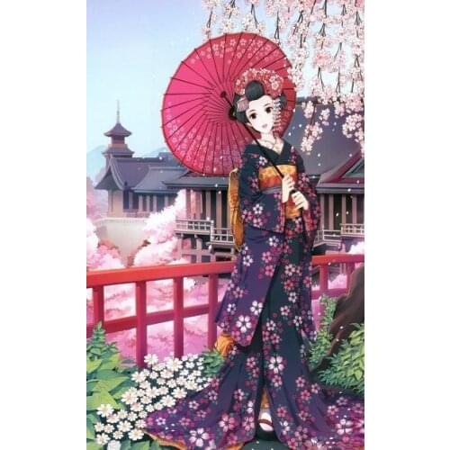 Needlework Crafts 14CT Counted Unprinted Embroidery DIY Quality Oil Painting Portrait Japanese Beauty Cross Stitch Kits Arts
