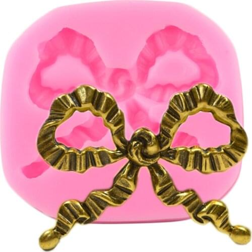 Ruffled Ribbon Bows Silicone Mold Relief Cupcake Topper Fondant Cake Decorating Tools Candy Resin Clay Chocolate Gumpaste Moulds