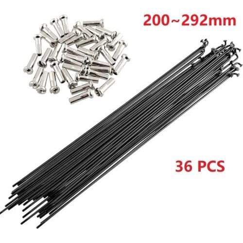 36PCS Bicycle Spoke 14G 200mm-292mm Stainless Steel Black Road Bike Folding Copper Nipple MTB Mountain