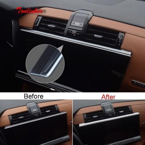 Tonlinker 1 PCS Center Console Navigation Cover sticker for CITROEN DEESSE DS7 2018 Car Styling Stainless steel Cover Stickers
