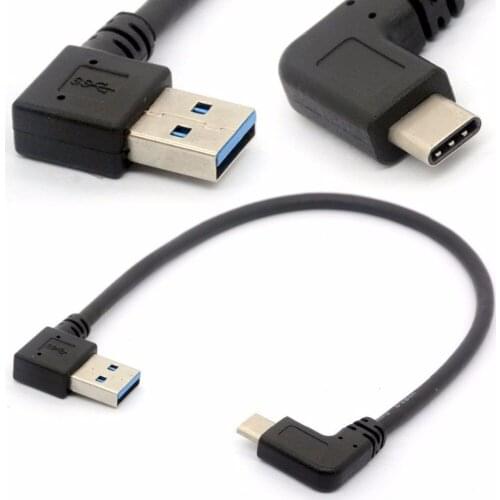 Angled USB C Cable 90 Degree USB 3.0 A to USB Type C Left / Right Sync & Charge Cord