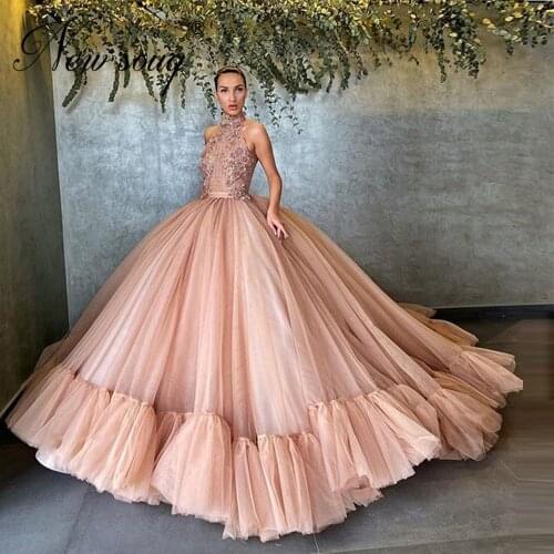 Middle East 3D Flower Evening Dresses Turkish 2020 Dubai Couture Formal Ball Gown Long Prom Gowns Arabic Celebrity Party Dress