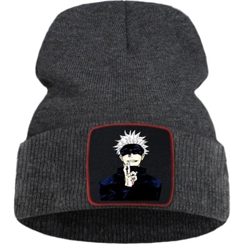 Gojo Satoru Japan Hot Anime Knitted Cap Casual Anime Bonnet Hats Outdoor Solid Color Beanie Caps Cotton Warm Street Skullies Hat