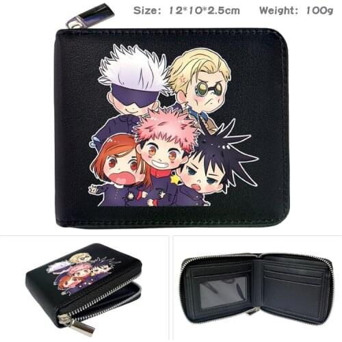 Jujutsu Kaisen Cartoon Anime Zipper PU Wallet Coin Purse Gojo Satoru Itadori Yuji Student Wallet Large Capacity Card Case