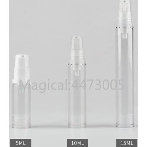 10/30/50pcs 5ml10ml15ml Empty Clear Cosmetic Duckbill Airless Lotion Pump Bottle, DIY White/Clear Emulsion Pump Head Cap Package