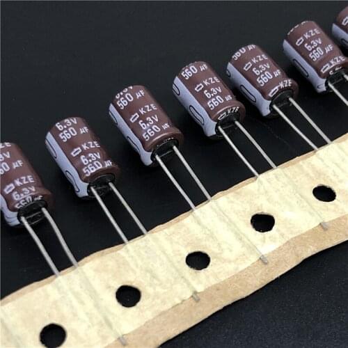 100pcs 560uF 6.3V NIPPON KZE Series 8x11.5mm Low Impedance 6.3V560uF Aluminum Electrolytic Capacitor