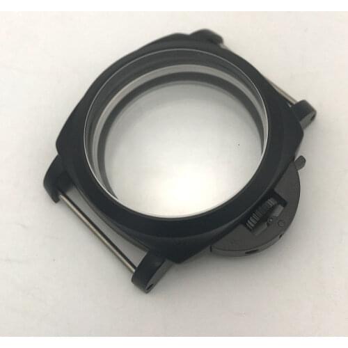 44mm Waterproof Watch Case Stainless Steel Black Case w/Mineral Glass No Crown For ETA 6497/6498 Seagull ST3600 ST3620 movement