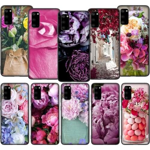 T148 Pink Purple Peony Case for Samsung Galaxy Note 8 9 10 S6 S7 S8 S9 S10 S10E S20 Ultra Plus Edge Lite