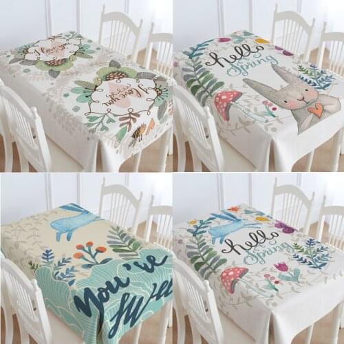 Flowers leaves and rabbits tablecloth wedding decoration mirror coffee table dinning table decoration dining table decor Table