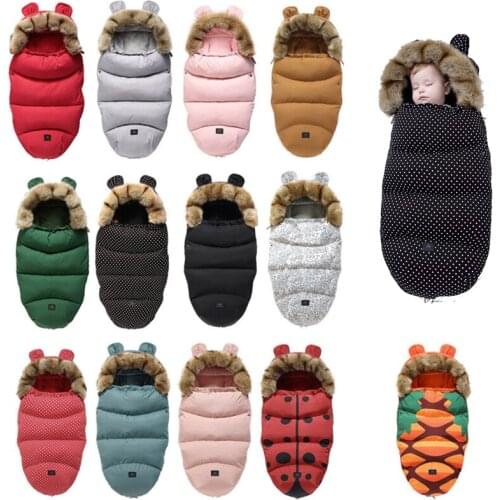 Baby Winter Sleeping Bags Fleece Kids Newborn Strolle Pad Sleepsack Hooded with Mickey Dot Warm Infant Footmuff Wheelchair Bags
