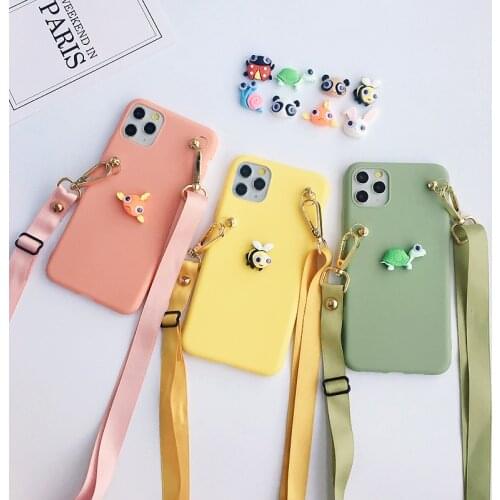 DIY Cartoon Animal Lanyard Strap TPU Cases For Xiaomi Redmi Note 8t 8 9s 9 7 6 5 4x 4 3 K20 Pro Max Mi Note 10 3 Lite 9 SE Pro