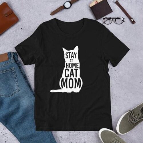 Stay At Home Cat Mom Mama Mother Letter Printed TShirt T-shirt Short Sleeve Top Tees Drop Shipping y2k aesthetic y2k tops goth