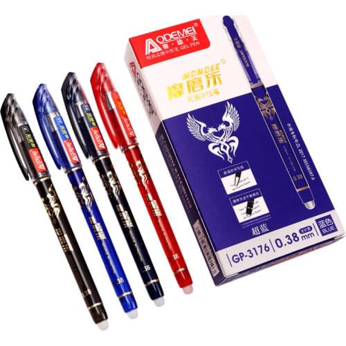 0.38mm Erasable Gel Pen Erasable Refill Rod Erasable Pen Washable Handle School Writing Stationery Black Blue Red Ink Pen