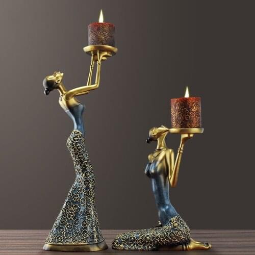 [HHT] Retro Romantic Beauty Sculpture Candle Holder Table Wine Cabinet Entrance Home Decoration Candlelight Dinner Furnishings