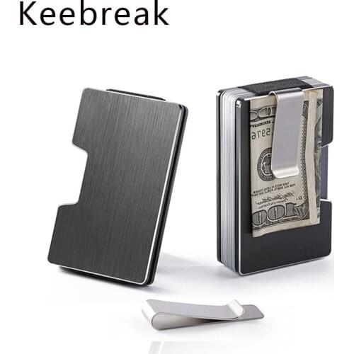 Keebreak RFID Slim metal solid Man Wallet Rubber Band Thin Mens Purse Card Holder Cash small Money Bag high quality Men Wallets