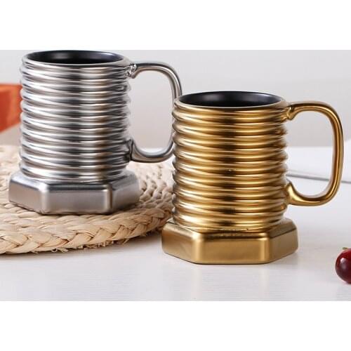 Screw Shape Ceramic Coffee Mugs Porcelain Gift Mug Breakfast Milk Water Drinking Cup for Home Office Christmas Cup for Men Women
