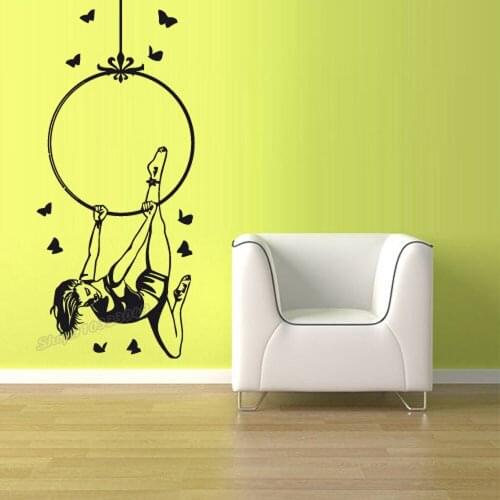 Gymnastics Ring Wall Decal gymnast Dance Wall Sticker Gymnastics Decals Vinyl Removable Home Bedroom Decoration Poster C486