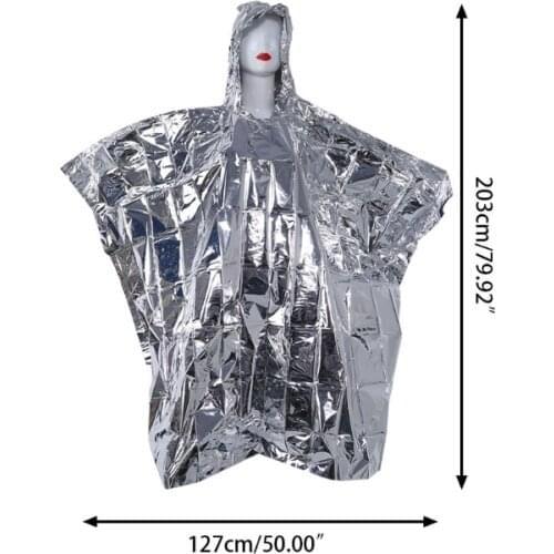 Multi-functional Foil Poncho Raincoat Waterproof Outdoor Survive Rescue Blanket