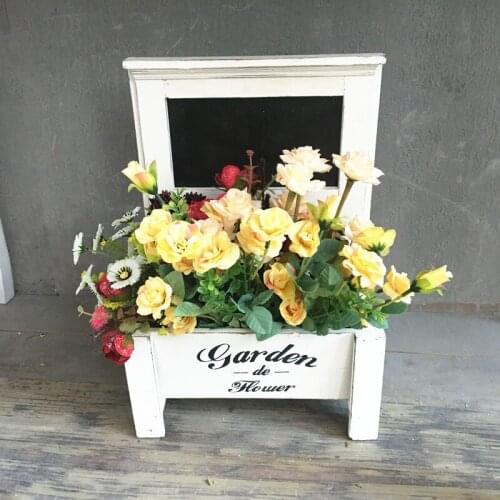 Fashion Small Blackboard Cafe Grocery Holder Wood Flower Rack Shop Advertising Board Message Board Shelf Decorative Frame