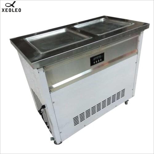 XEOLEO Roll Ice cream maker Double Square Pots 35*35*2cm Fry ice machine Yogurt Frying machine Stainless steel Ice Fryer 900W