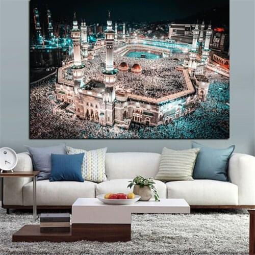 Islam-Pilgrimage-to-Mecca-Sacred-Mosque-Night-Landscape full square 5d diy diamond painting mosaic painting diamond embroidery