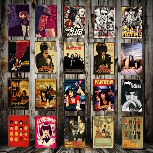 [ Mike86 ] Pulp fiction Fight club Reservoid Dogs Retro Movie Metal Poster Pub Cinema Bar Mural Painting Decor 20X30 CM AA-1039