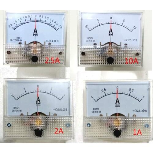 85C1 DC -10 to +10A 1A 2A 5A 2.5A Class 2.5 Accuracy Panel Mounted Analog Ammeter