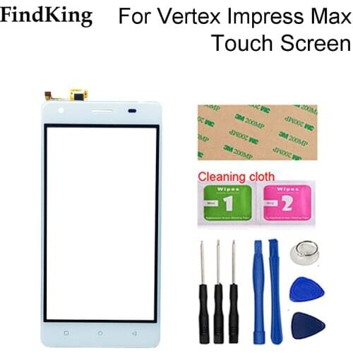 5'' Mobile Phone Touch Screen For Vertex Impress Max Touch Screen Front Glass Digitizer Panel Sensor TouchScreen Tools Adhesive