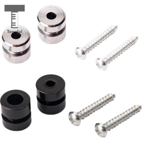 Tooyful 1 Pair Metal Straplocks Electric Acoustic Guitar Bass Ukulele Mandolin Strap Locks Pegs Buttons