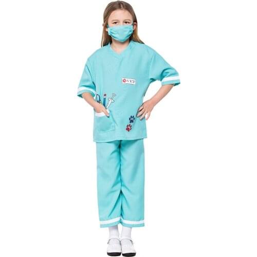 Child Girl Veterinary Uniform Book Week Kid Animal Doctor Nurse Outfit
