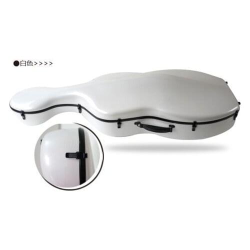 White color carbon fiber cello case 4/4.strong ,light in weight with two back wheels