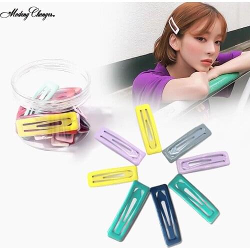 2PCS Fashion Square Hair Clip For Woman Alloy Candy Color Hairpin BB Clip Simplicity Sweet Hairgrip Headband Hair Accessories