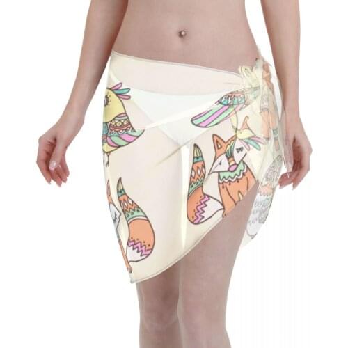 2021 Women Swimwear Pareo Scarf Bikini Cover-Ups Wrap Kaftan Sarong Beach Sexy Skirts Four Ethnic Animals Swimsuit Cover-Ups
