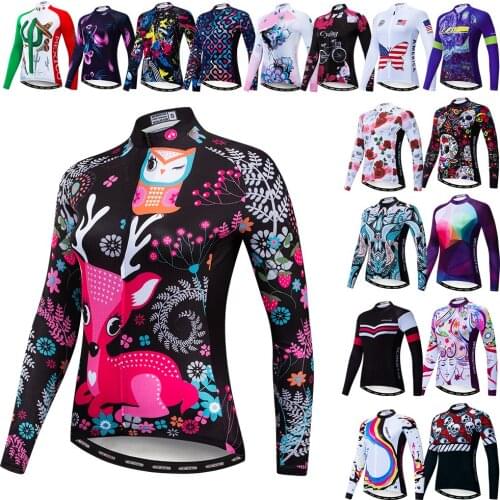 Weimostar Cycling Jersey Women Winter Long Sleeve Skull Bike Clothing MTB Ropa ciclismo Maillot Bicycle Shirts Clothes Tops