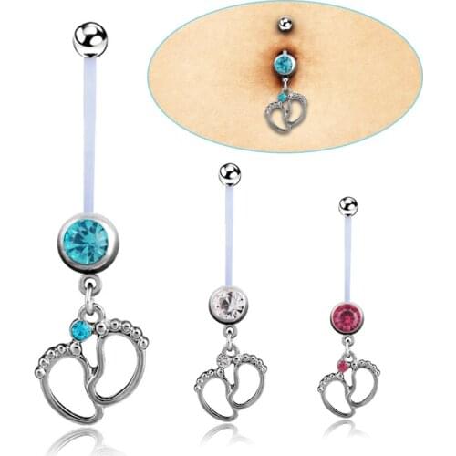 Women Flexible Baby CZ Crystal Feet Navel Pregnant Belly Ring Body Piercing Jewelry NYZ Shop