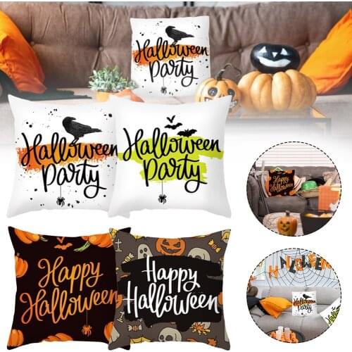 4PCS Halloween Pillow Cover Pumpkin Ghost Cushion Cover Comfortable Soft Decoration Cover for Sofa Car Coffee Shop