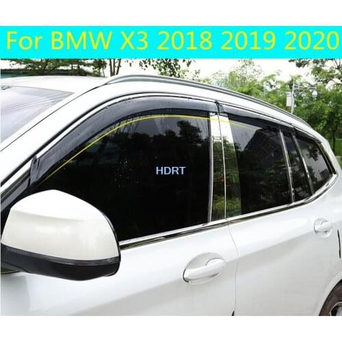 6pcs/set For BMW X3 2018 2019 2020 Car Window Wind Deflector Sun Guard Rain Vent Visor Cover Trim