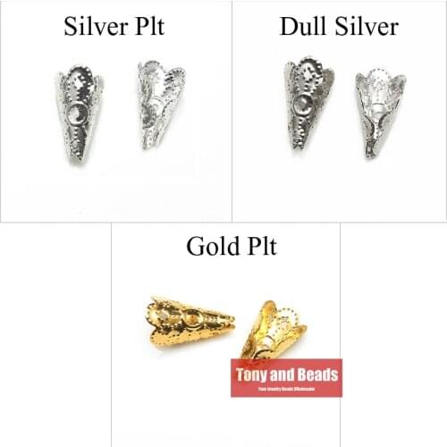 70Pcs=1Lot ! ) Free Shipping Jewelry Finding 9x16MM Hollow Bead End Cap Cone Gold Silvers Bronze Nickel Plated No.BC4
