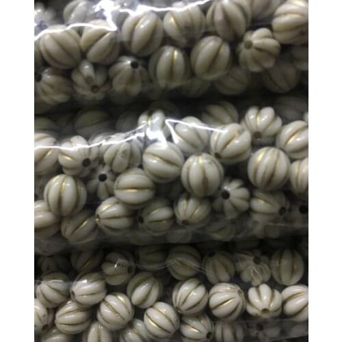 8mm 100pcs Beige Color With gold Line Acrylic Round Spacer Ball Beads For Jewelry DIY B1215X-2XX