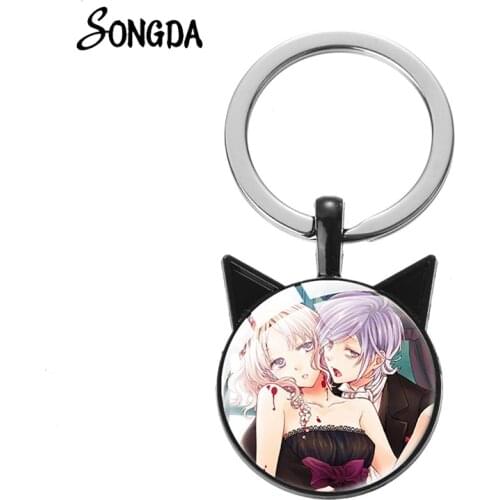 Anime Diabolik Lovers Keychain Cartoon Figure Komori Yui Sakamaki Shu Key Chain Metal Holder Key Ring Women Party Gifts Jewelry